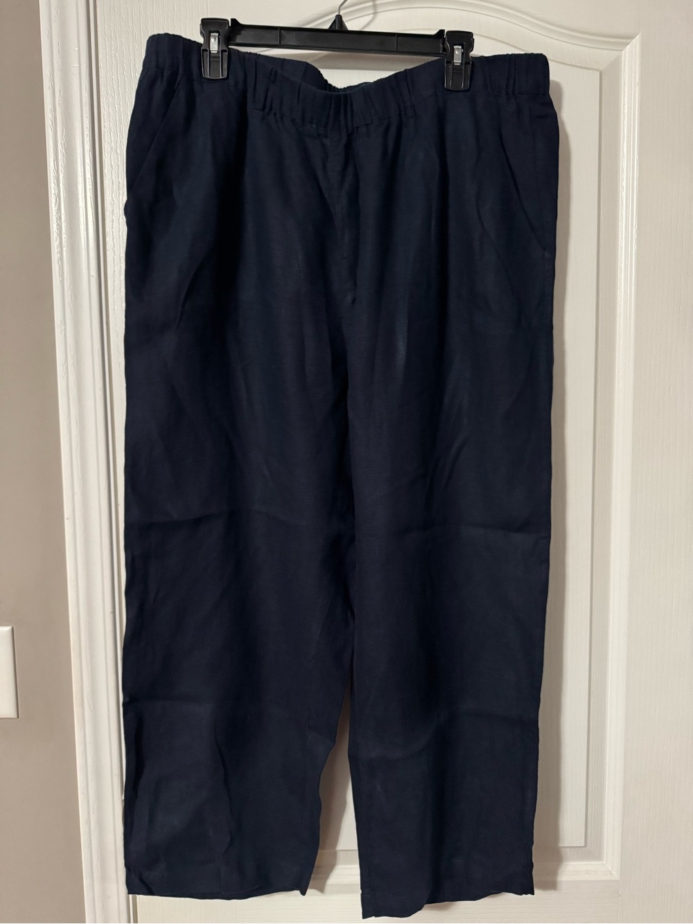Relaxed Elastic-Waist Navy Pants
